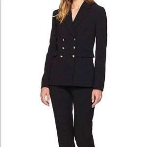 Tahari Pebble Crepe Double Breasted Pant Suit